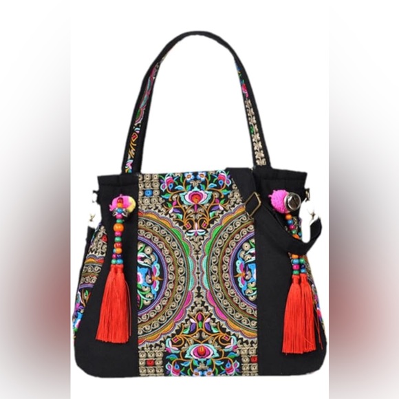 Handbags - Bohemian Tassel Women Cotton Embroidered Handbag Multi-Function new